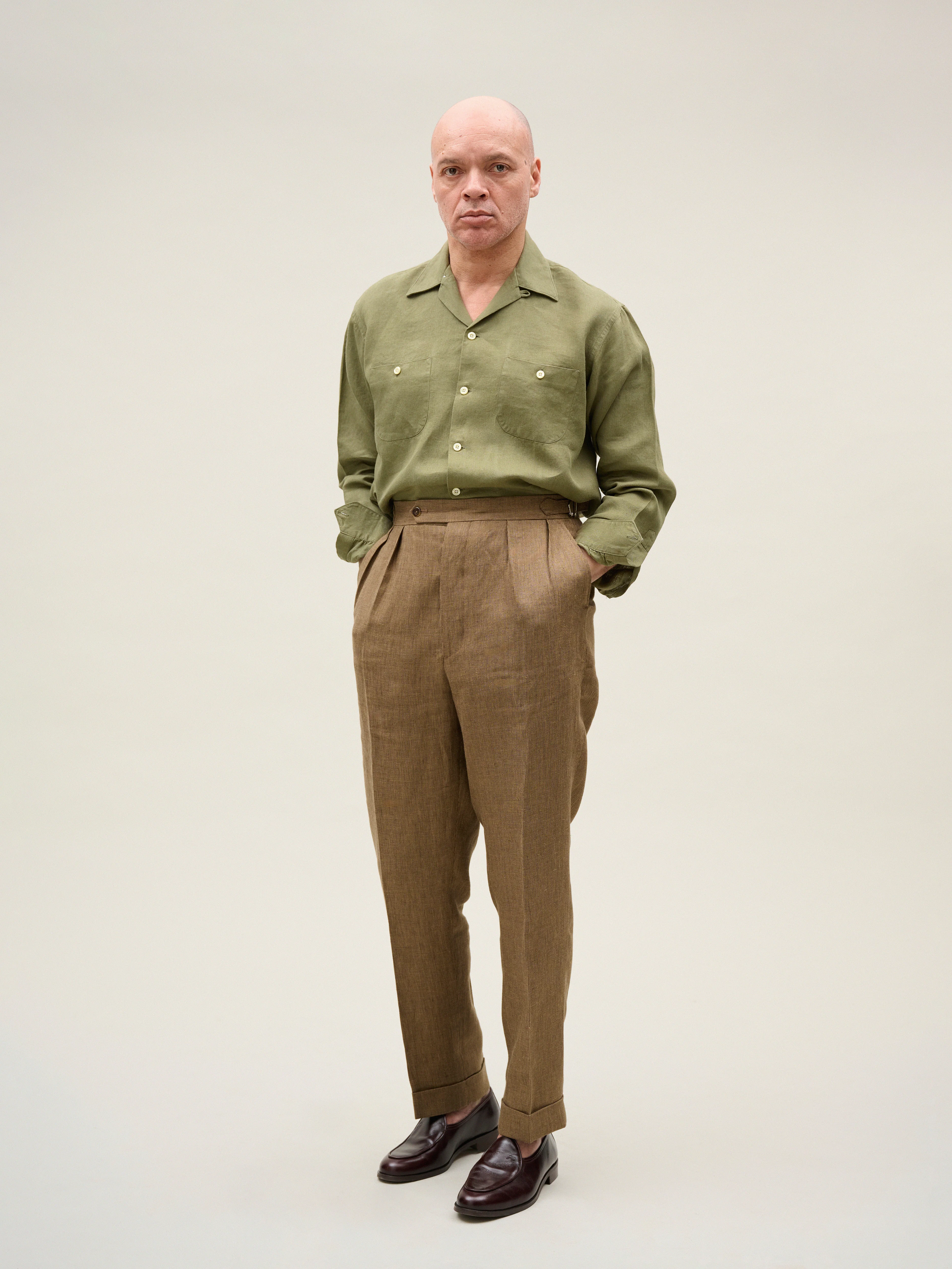 Houndstooth Linen Trousers